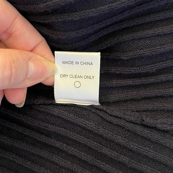 Pari Desai Ribbed Knit Wrap Skirt Small Midi Ribbed Navy Blue Academia Heritage - Picture 10 of 12